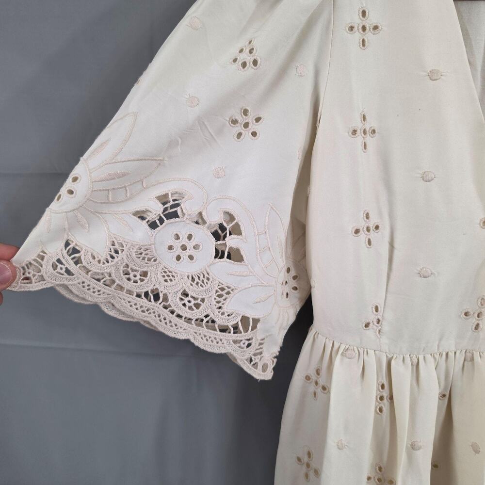 Rhode Dress Small Mira in Ivory Etoile Eyelet Lace Midi Boho Cottagecore Boho - Picture 6 of 14